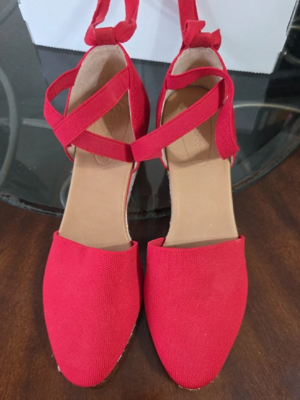 Corso Como Red Espadrille Wedge Ankle-Tie Sandal